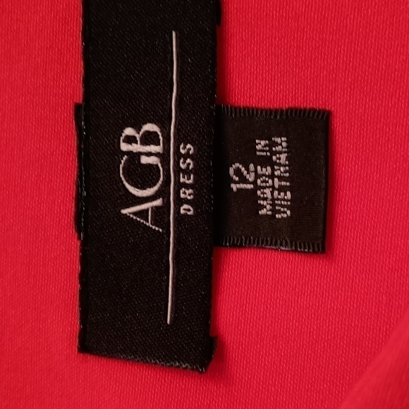 AGB Fit and Flare Red Belted Sleevless Dress - Picture 3 of 7